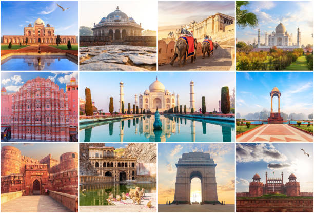 famous places of india in the collage of photos.